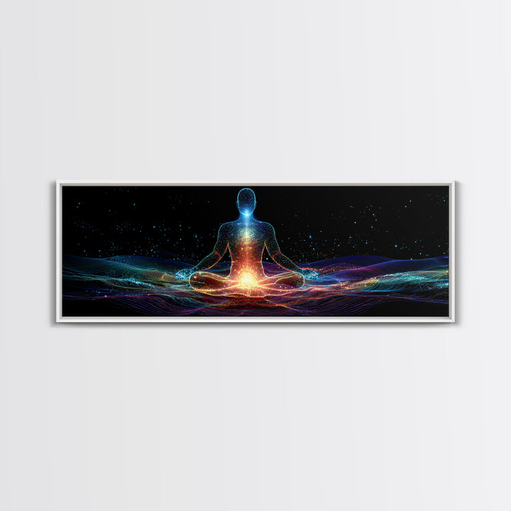 Cosmic Energy Meditation Wall Art, Celestial Yoga Decor, Psychedelic Space Art Print, Chakra Healing, Modern Spiritual Decor