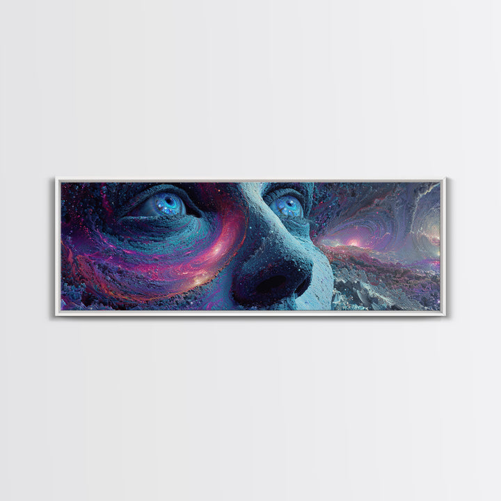 Surreal Cosmic Dog Face Canvas Print, Galaxy Animal Wall Art, Psychedelic Fantasy Decor, Space Lover Gift, Vibrant Modern Art