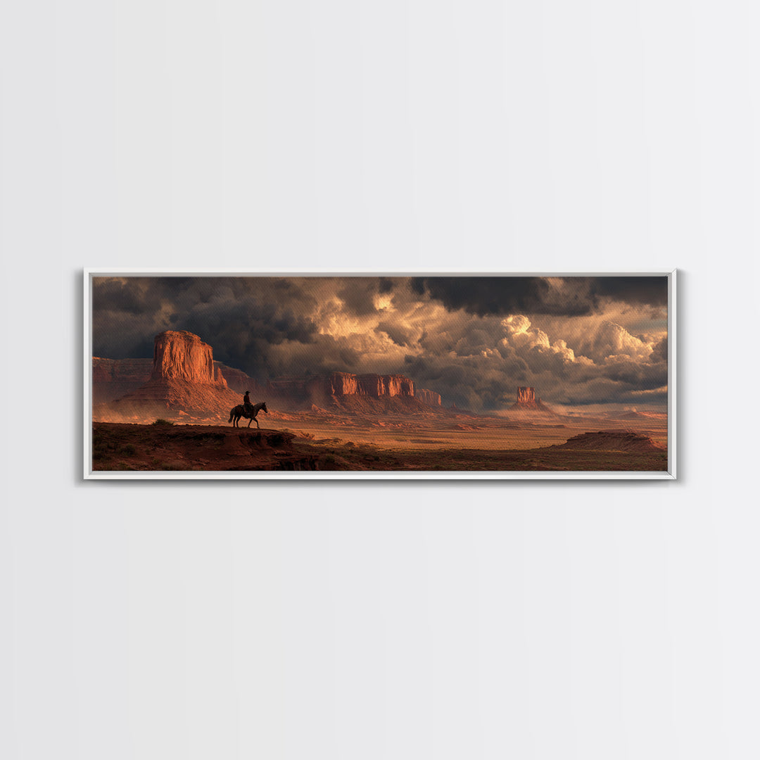 Stormy Western Mesa Canvas Print, Cowboy Desert Landscape Wall Art, Southwestern Decor, Rustic Living Room Wall Art Print