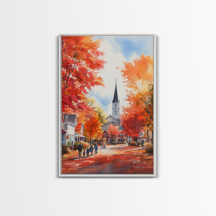 Rustic Red Barn And Tractor In Fall Landscape Framed Canvas Print Autumn Farmhouse Wall Art Seasonal Country Decor Holiday Wall Art