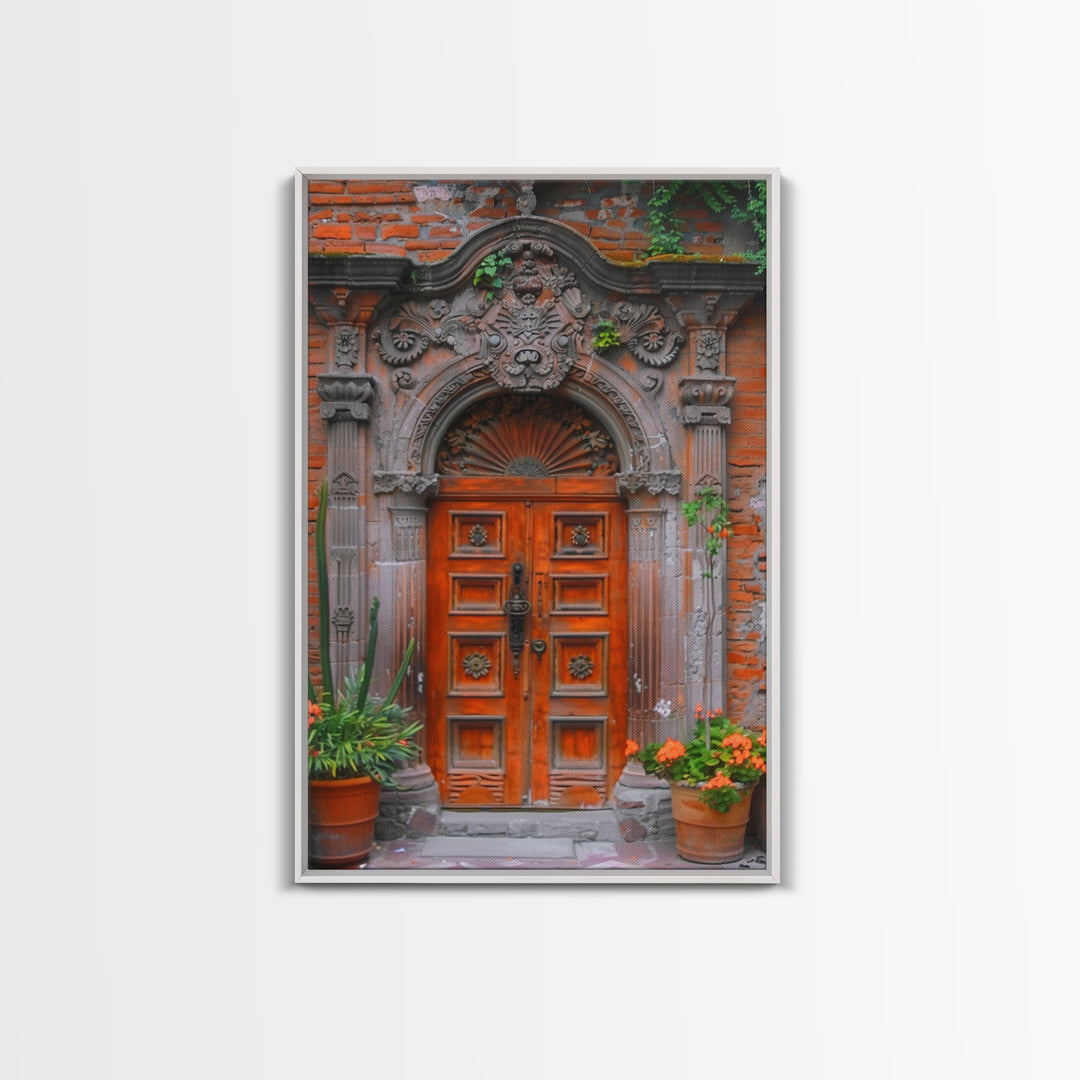 Change23. Mexican Wall Art, Framed Canvas Print, Old Town Mexico Architecture Wall Art, Framed Art