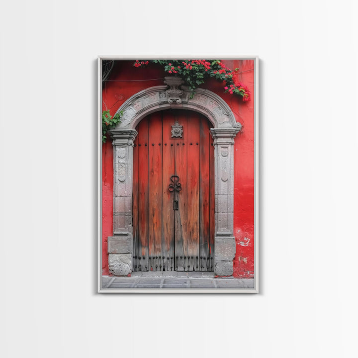 Hacienda Architecture Framed Canvas Print, Mexican Wall Art, Art of Mexico, Original Artwork, Wood Framed Ready To Hang