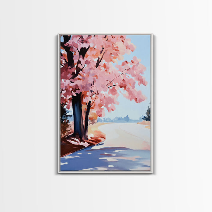 Winter Landscape Painting Print, Canvas Art, Retro Christmas Decor, Vintage Christmas Wall Art