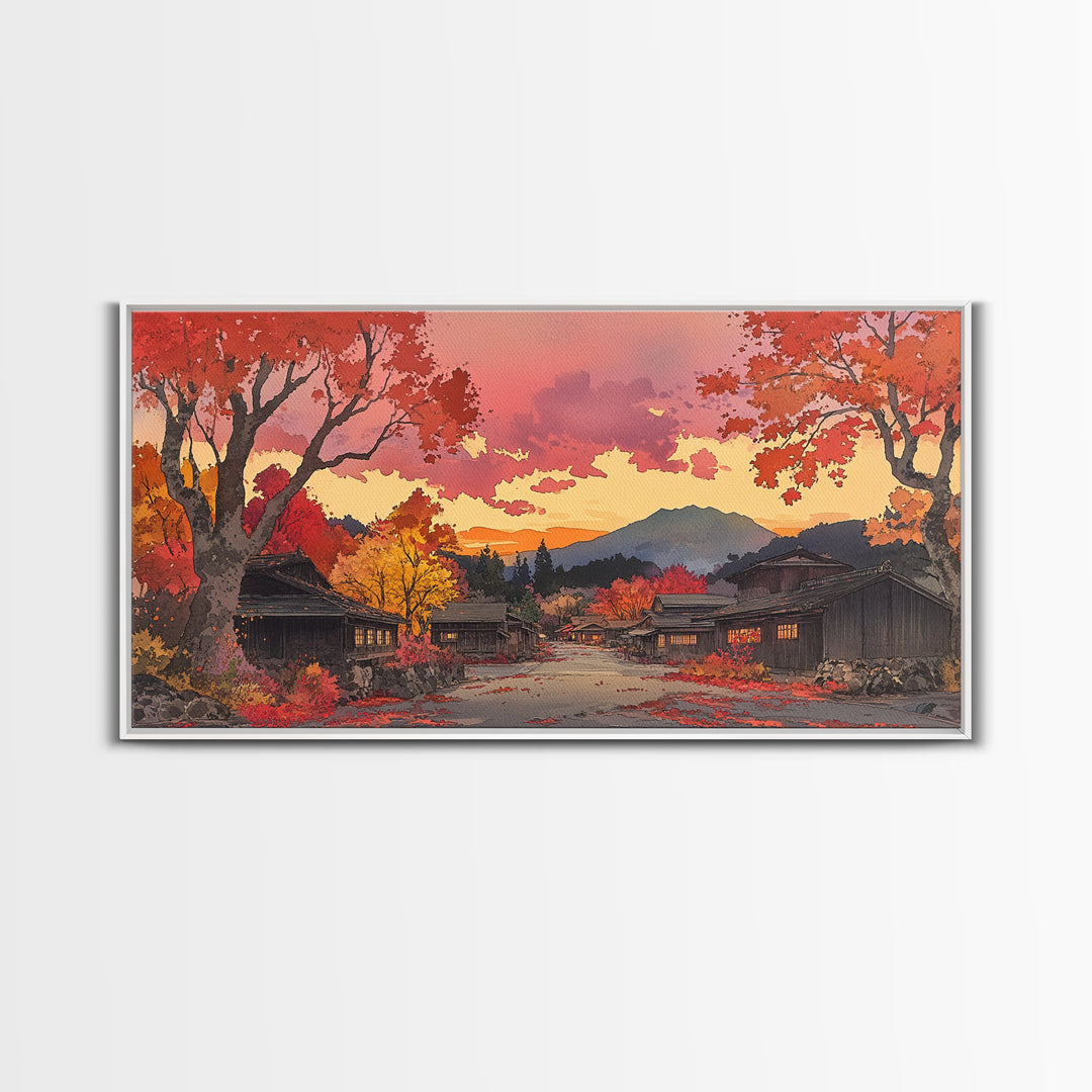 Fall farmhouse wall art, moody landscape, canvas print, rustic Christmas decor, holiday decor, gallery wall, seasonal wall art
