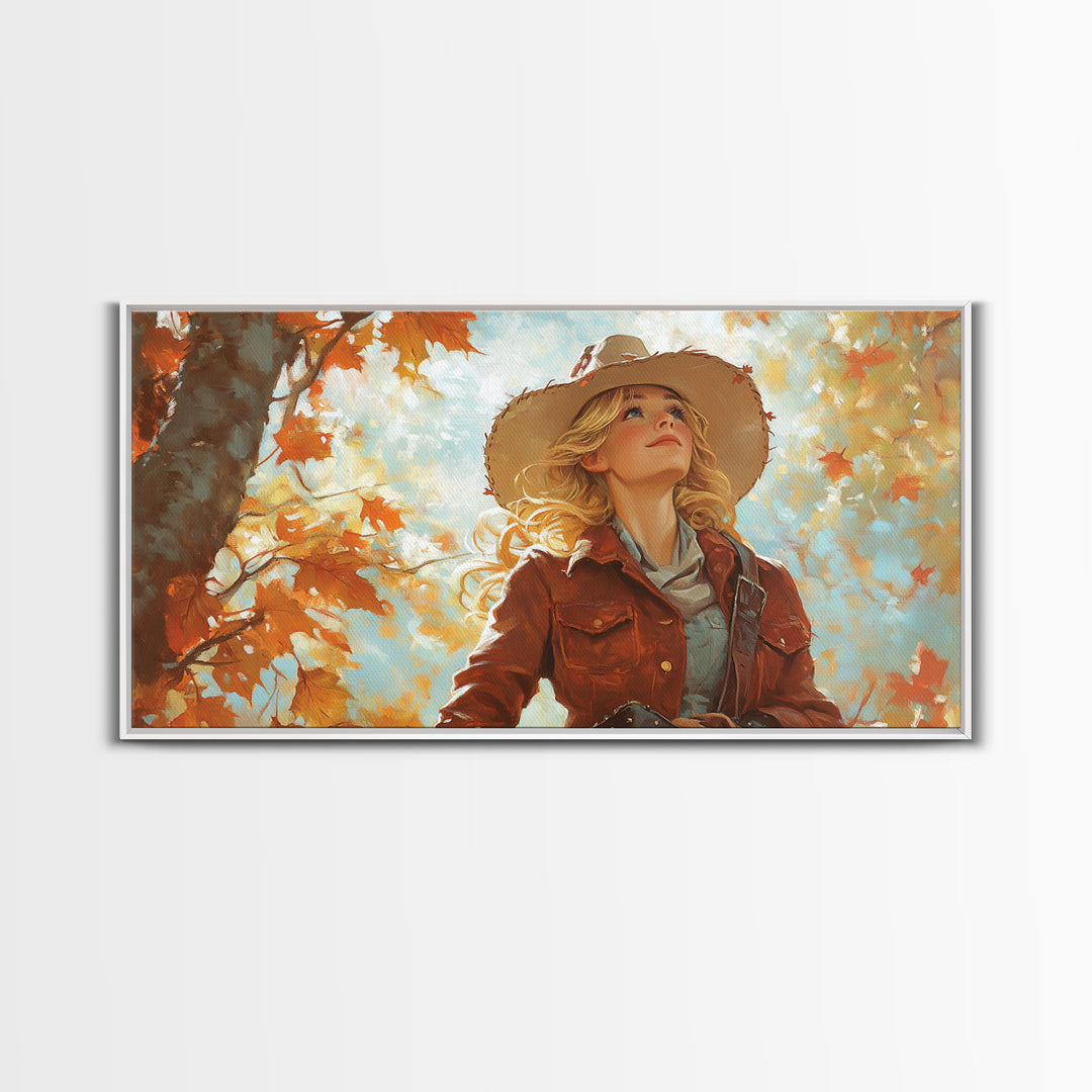Serene Framed Canvas Print of Autumn Cottage Landscape, Moody Country Wall Art for Fall Home Decor, Perfect Autumn Gift Idea Seasonal Decor