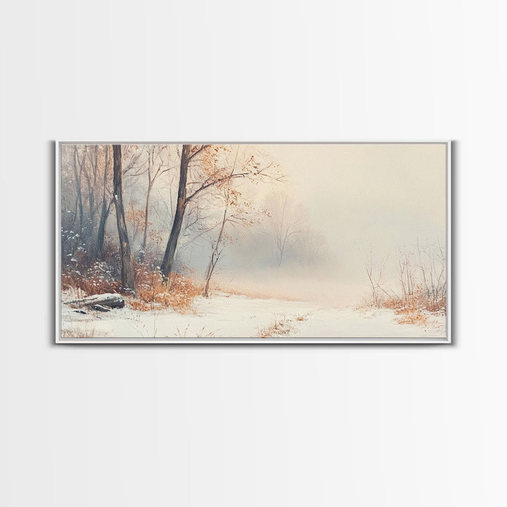 Vintage Family Christmas Scene Framed Canvas Print with Tree Decorations, Ideal Holiday Wall Art Gift for Retro Christmas Decor