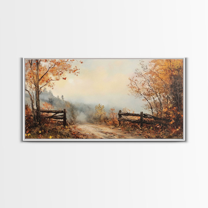 Nostalgic Farmhouse Christmas, Framed Canvas Print, Moody / Seasonal Autumn Centerpiece, Rustic / Primitive Wall Art