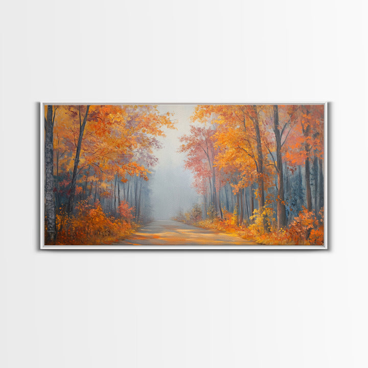 Fall In The Forest, Moody Landscape Painting, Watercolor Painting, Framed Canvas Print, winter wonderland wall art for cozy Christmas decor