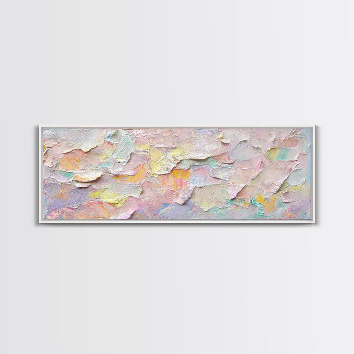 Abstract Moody Floral Wall Art, Framed Canvas Print, Pink and Pastel Wall Art, Large Abstract Flower Texture Wall Art for Above Bed or Sofa