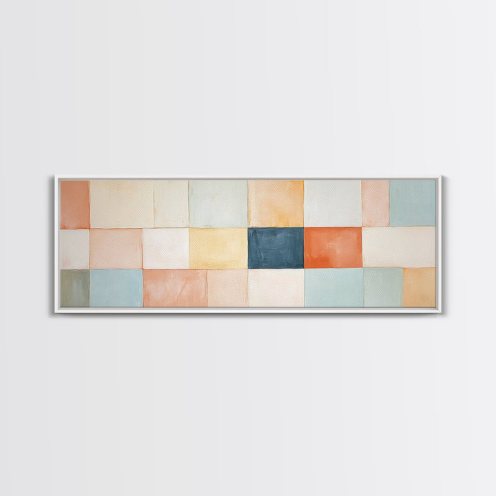 Modern Abstract Framed Canvas | Minimalist Mid Century Modern Wall Art | Large Horizontal Ultra Wide Framed Canvas | MCM Art