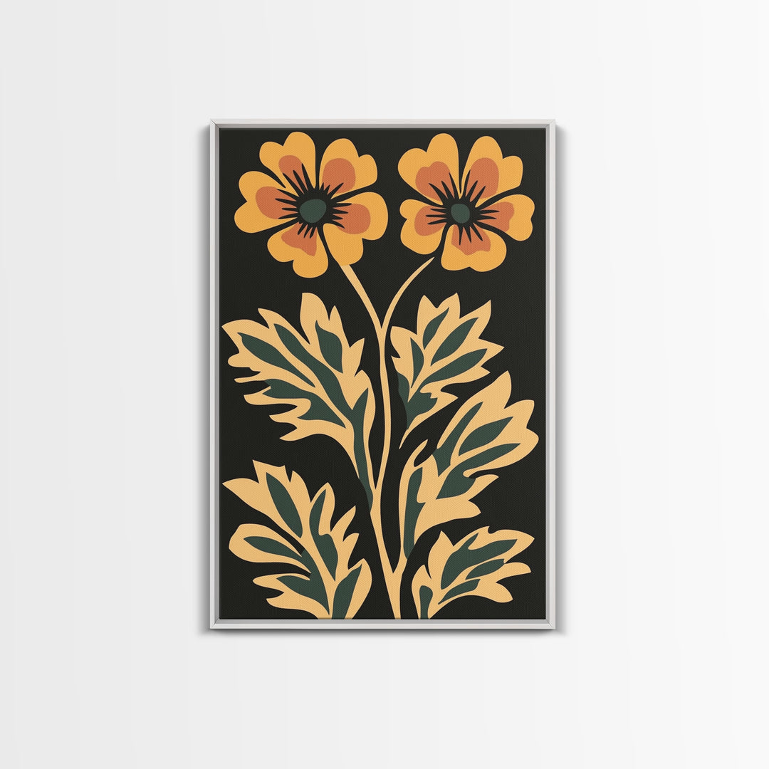 Beautiful Boho Wild Flower Wall Art Canvas Print, Framed Canvas Wall Art Botanical Print Boho Minimalist Home Decor For Living Room