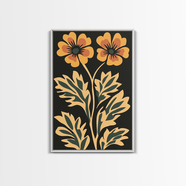 Beautiful Boho Wild Flower Wall Art Canvas Print, Framed Canvas Wall Art Botanical Print Boho Minimalist Home Decor For Living Room