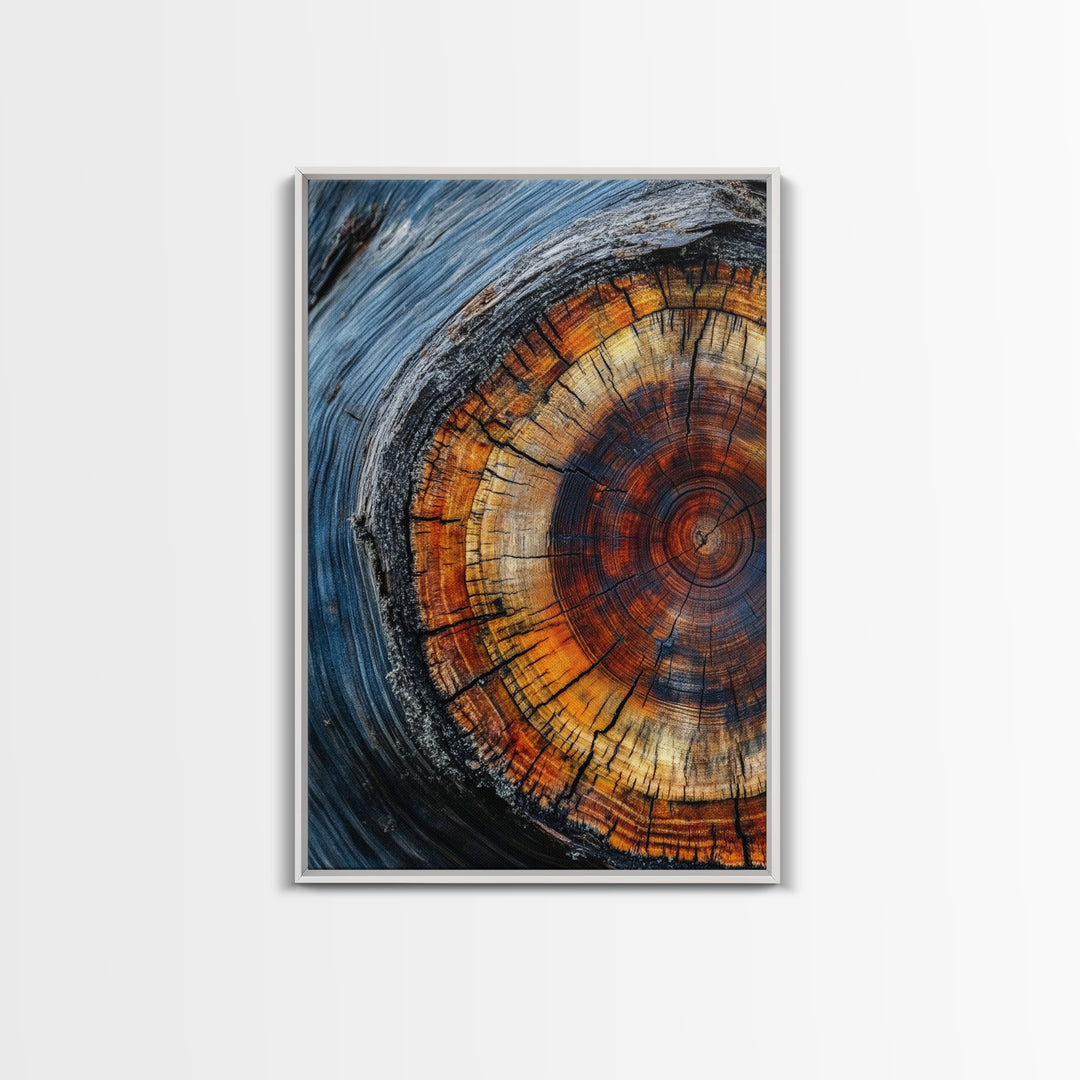 Canvas Print With Wood Frame - Tree Rings - Vertical Wall Art - Boho Minimalist Modern Farmhouse Decor - Rustic Art - Contemporary Art
