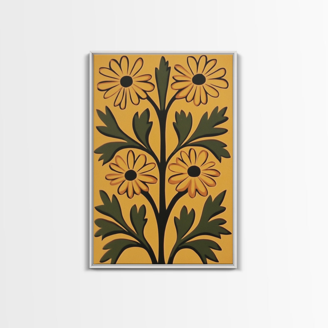 Boho Flower Wall Art, Canvas Print, Artful Boho Flower Art Print, Abstract Botanical Wall Art, Aesthetic Botanical Living Room Decor