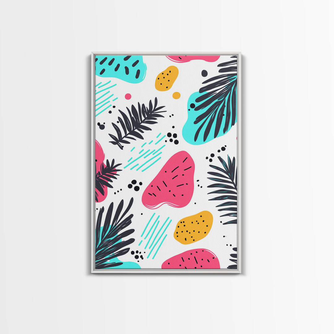 Colorful Abstract Painting Canvas Print, Retro Style Wall Art