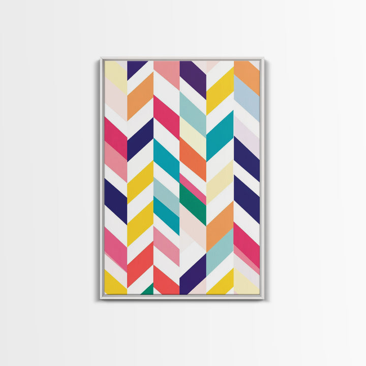 Pastel Chevrons Wall Art, Framed Canvas Print, Wood Framed Wall Art, Framed Wall Art, Gift Idea, Home Decor