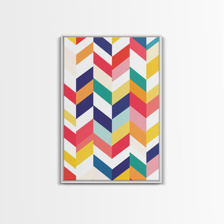 Pastel Chevrons Wall Art, Framed Canvas Print, Wood Framed Wall Art, Framed Wall Art, Gift Idea, Home Decor, Tire Track Print