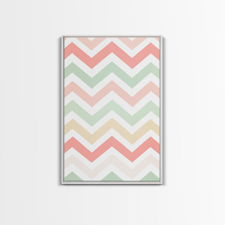 Chevron Zig Zag Pastel Wall Art, Geometric Wood Framed Wall Art, Decorative Wall Accent, Mosaic Wall Decor, Boho Art