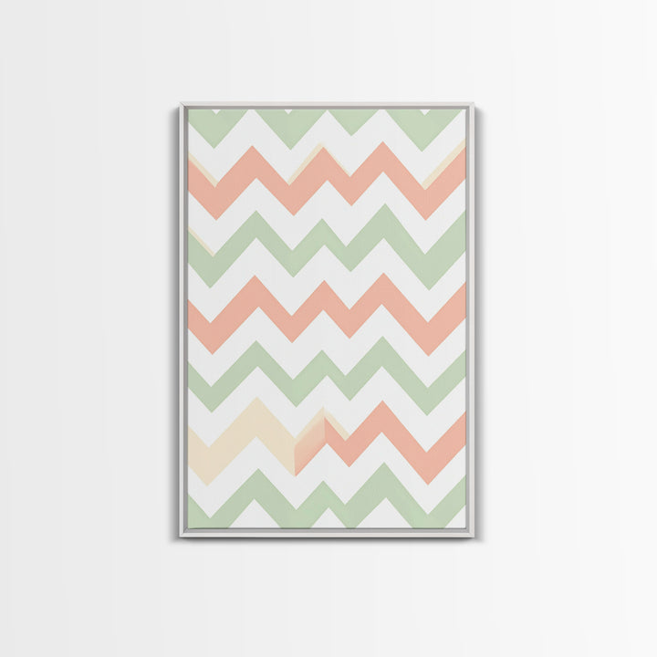 Pastel Chevron Zig Zag Pattern Wall Art, Mid Century Modern Boho Style Home Decor, Living Room Wall Hanging