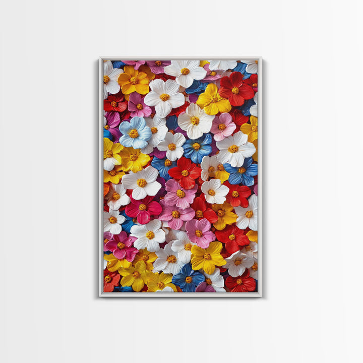 Botanical Prints Wall Art, Framed Canvas Print, 3D Effect Flower Art, Modern Art, Cute Room Decor, Aesthetic Decor, Trendy Wall Art