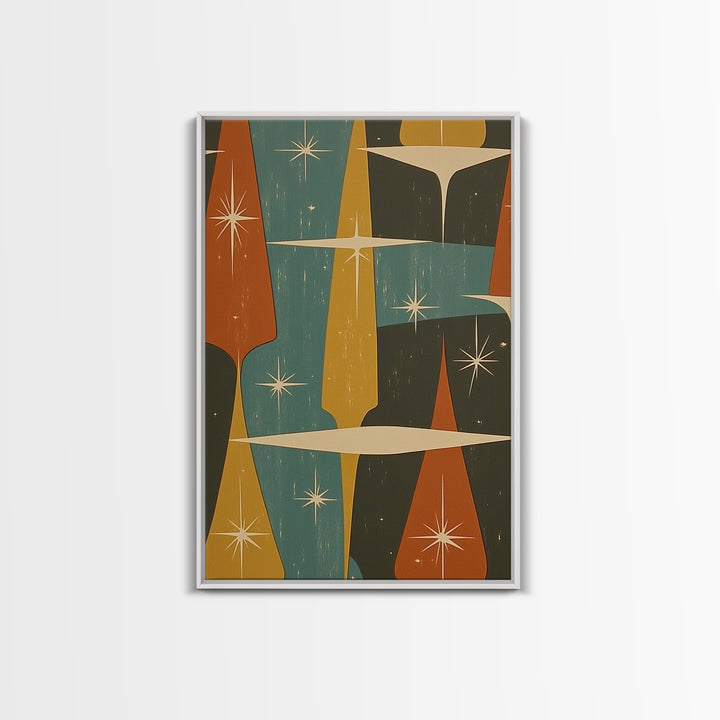 Art Deco Star Burst Canvas Print Wall Art, Retro 50s Style, Starburst, Mid-Century Modern Wall Art, Boho Decor