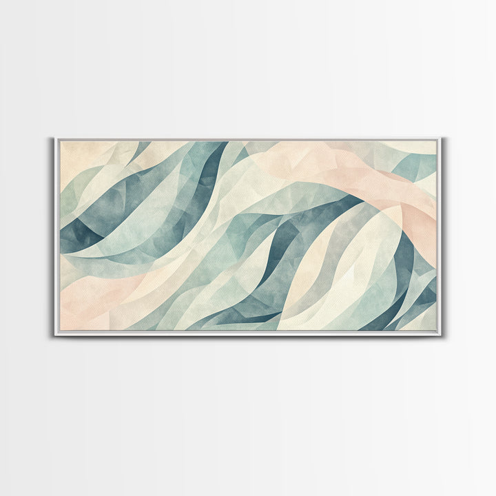 Pastel Abstract Canvas Print, Retro Kids Room Decor, Large Modern Art, Line Art Print
