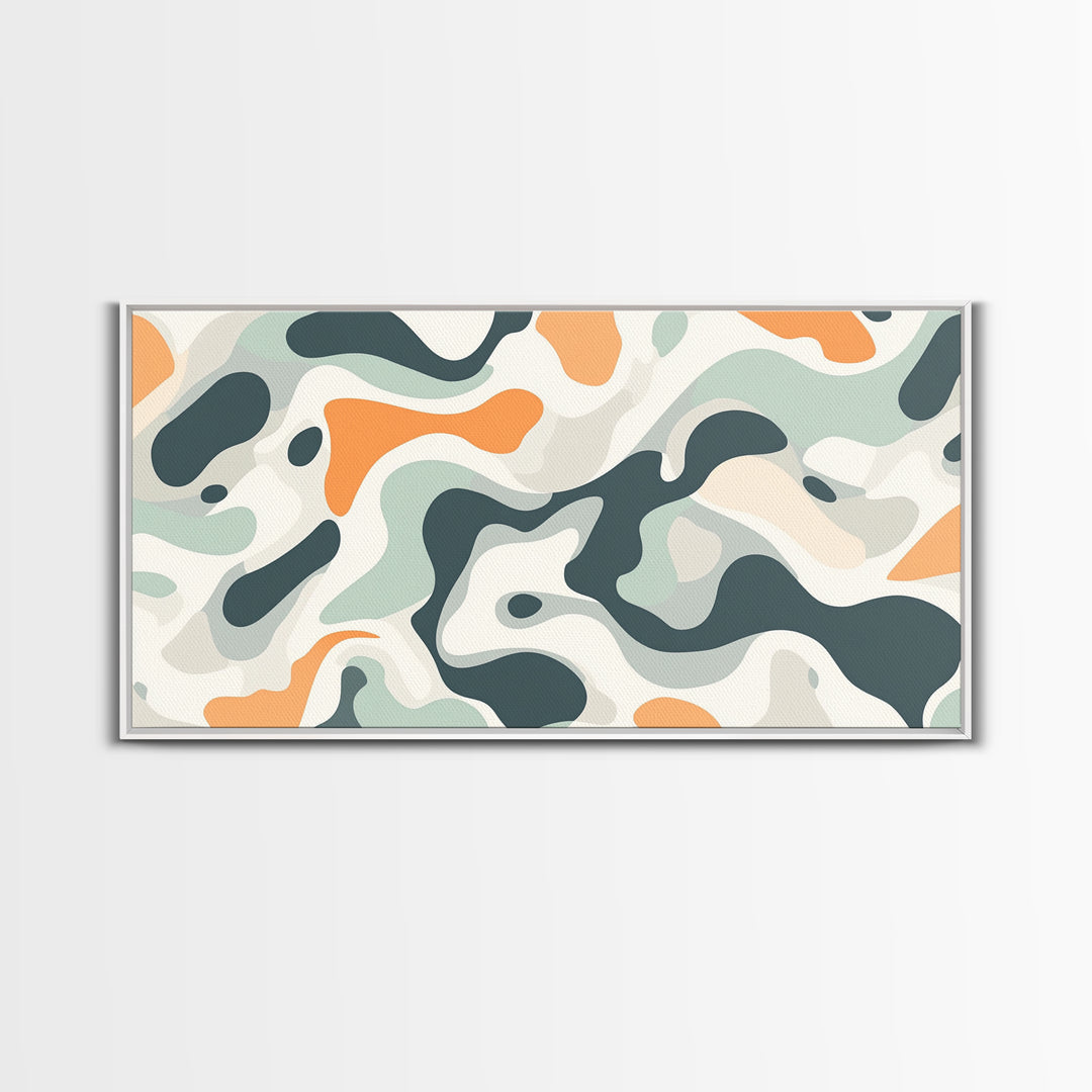 Abstract Camo Pattern Wall Art Framed Canvas Print, Man Cave Decor, Gift For Him, Retro Modern Abstract Art