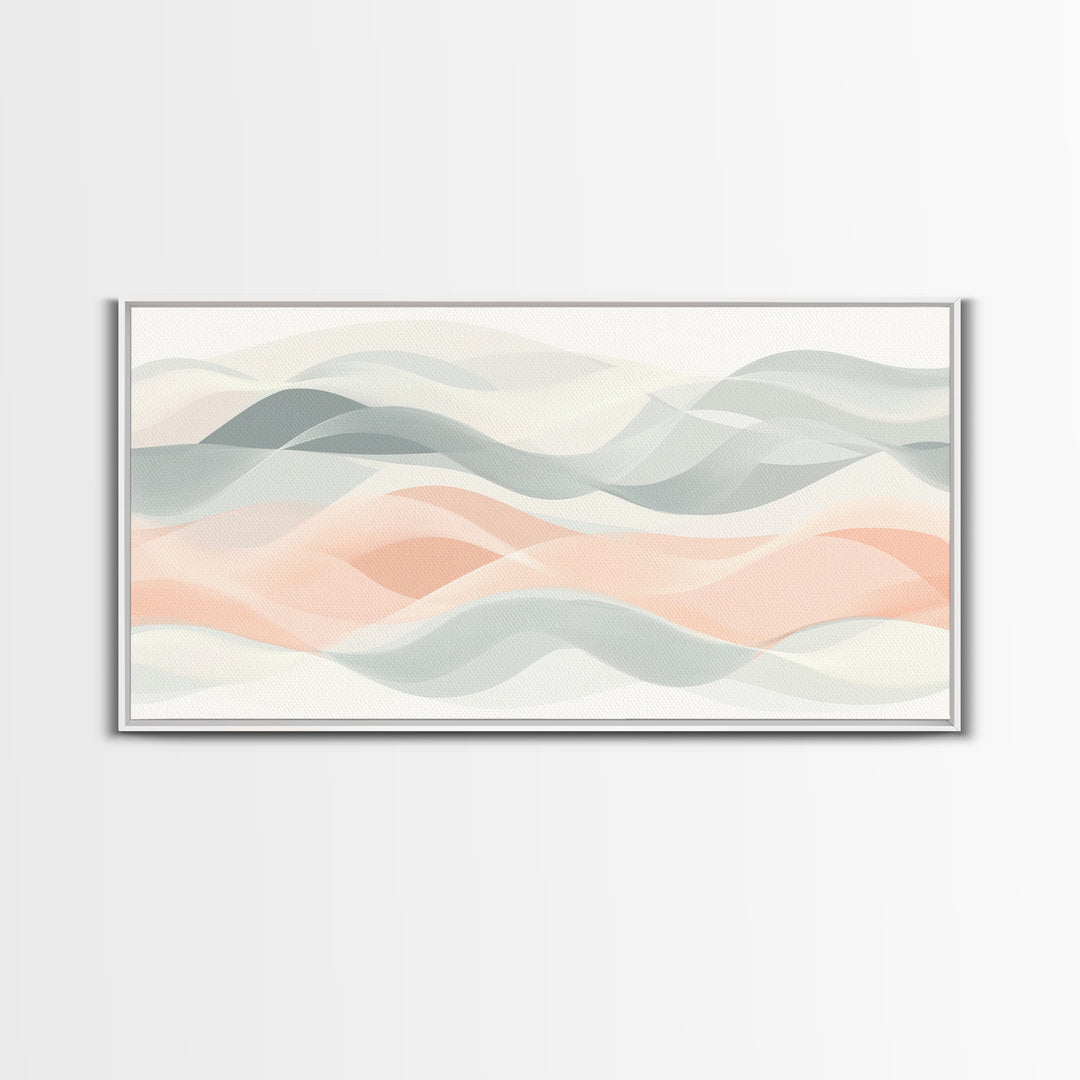 Retro Wall Art MCM Inspired Abstract Art, Mid-Century Modern Art, Retro Geometric Art, Ocean Waves, Modern Abstract Pastel Painting