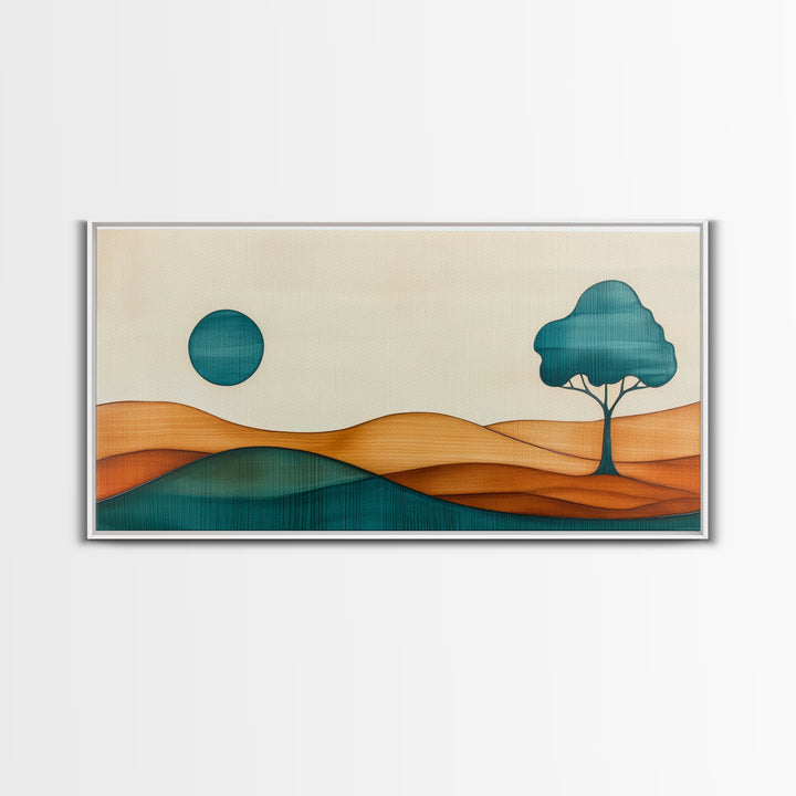 Cute Abstract Art Deco Landscape Canvas Print, Minimalist Art, Boho Home Decor For Abova Sofa, Great Room Wall Art