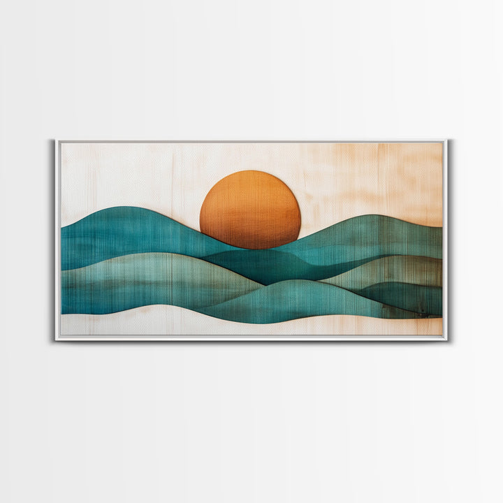 Abstract Minimalist Art Deco Landscape Canvas Print, Boho Home Decor, Bohemian Wall Art, Tiny House Wall Art