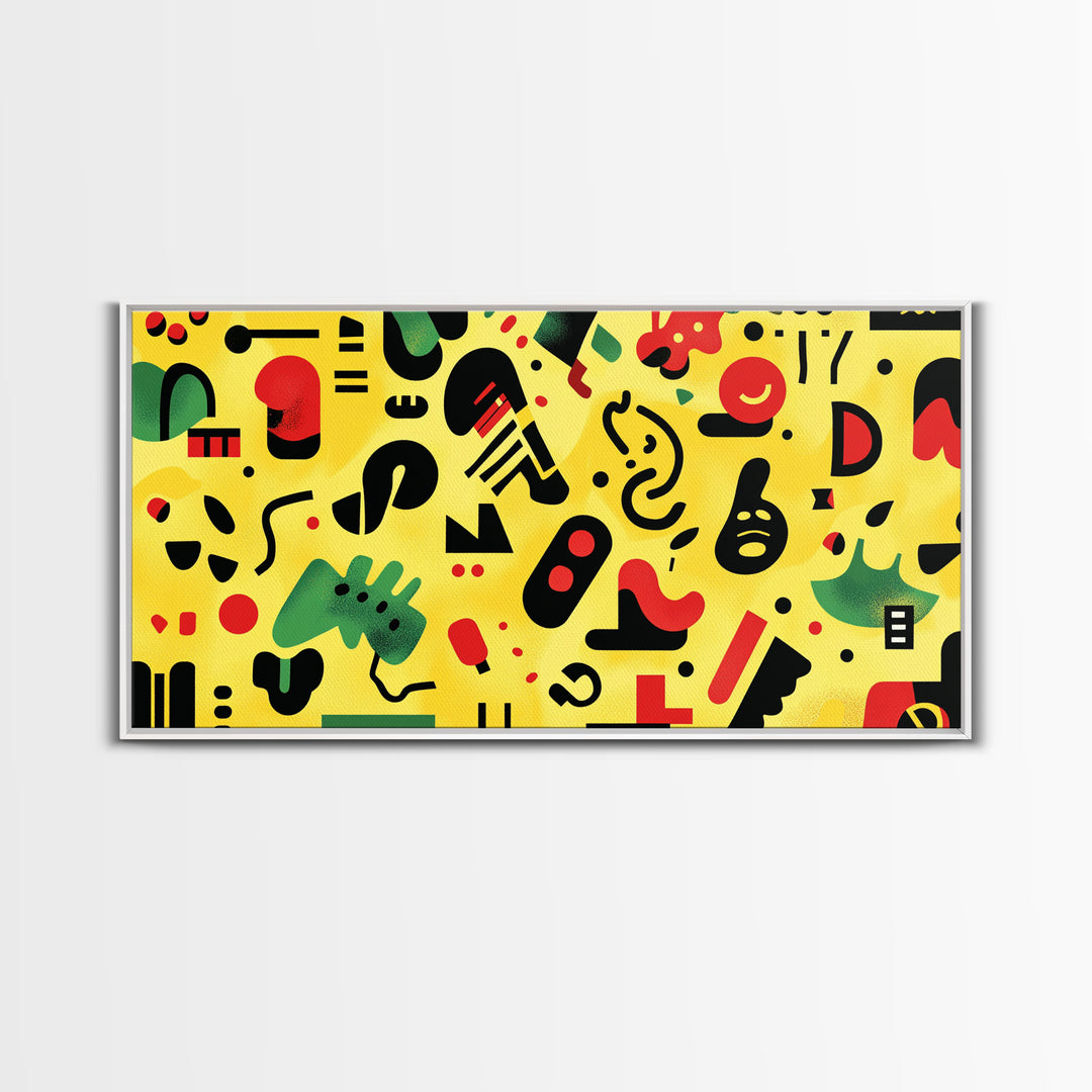 Boy's Room Or Nursery Room Wall Art Framed Canvas Print, Retro 90s Style Wall Art, Kid's Room Wall Art