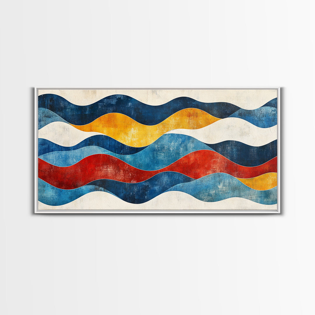 Boho Mid Century Modern Wall Art Canvas Print, Wood Frame Wall Art, Geometric Wall Art, Minimalist Wall Art, Housewarming Gift Idea