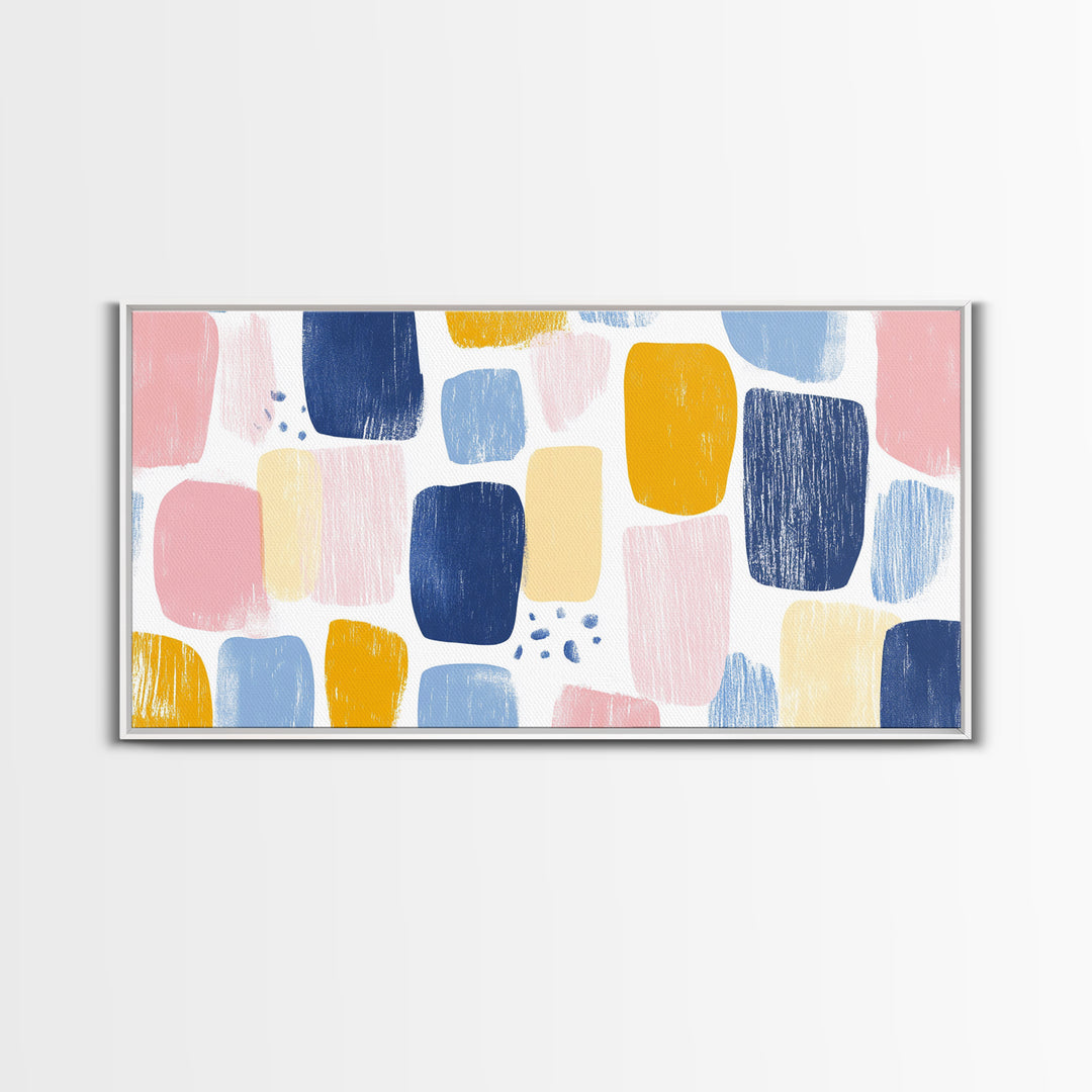Abstract Painting Print, Wood Framed Wall Art, Preppy Decor, Girl's Dorm Room Wall Art, Apartment Decor