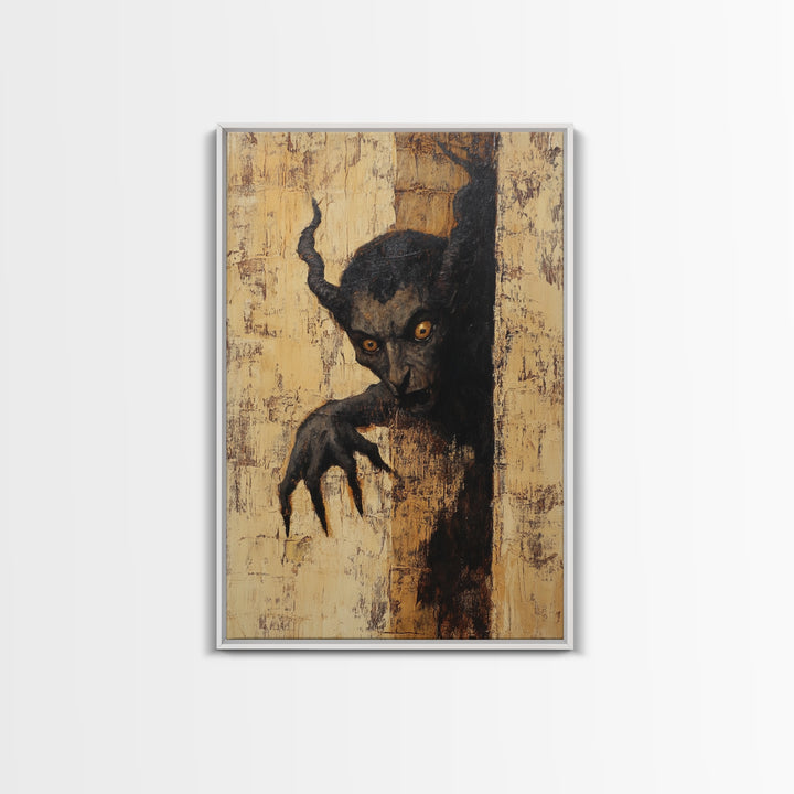 Demon Painting Print, Dark Macabre Wall Art, Original Satyr Painting, Witchy Decor, Wall Art For Witches, Witch Familiar Painting