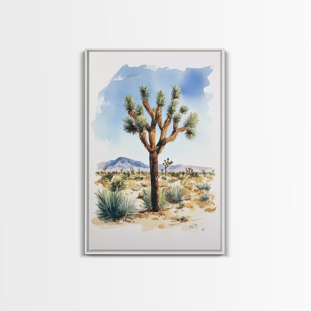 Watercolor Painting Print of Joshua Tree, Framed Canvas Print, Joshua Tree Art, Joshua Tree California Wall Art, Modern Farmhouse Art
