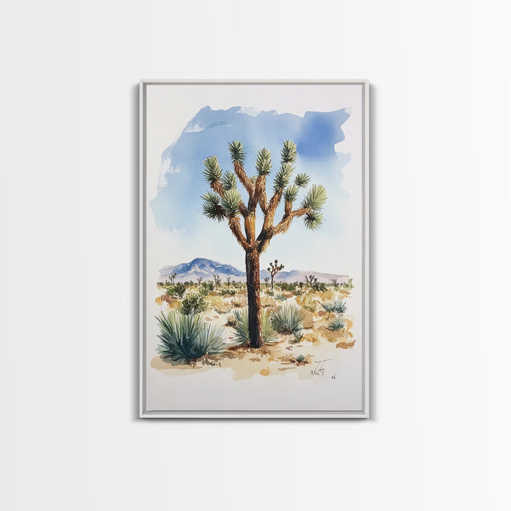 Watercolor Painting Print of Joshua Tree, Framed Canvas Print, Joshua Tree Art, Joshua Tree California Wall Art, Modern Farmhouse Art