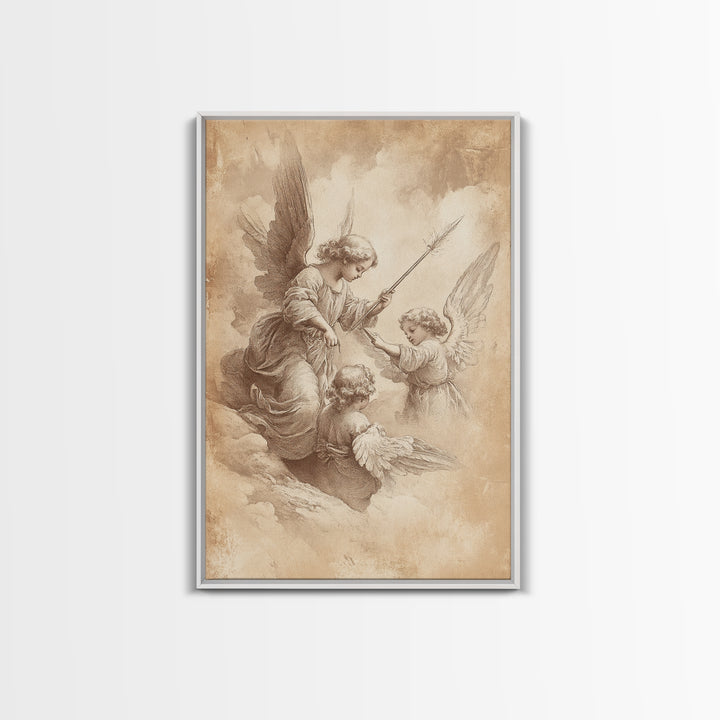 Angelic Painting Print, Framed Canvas Print, Angelic Wall Art, Abstract Angel Artwork, Personalized Gifts, Guardian Angels