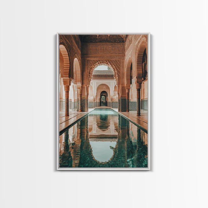Reflection Pool Framed Canvas Print, Moroccon Wall Art