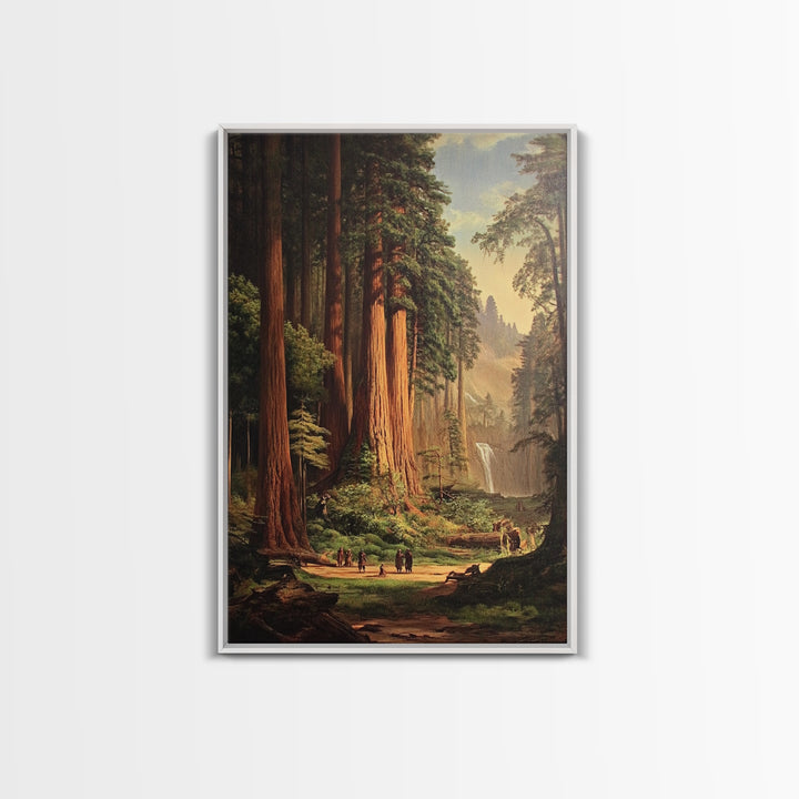 Ancient California Redwoods Framed Canvas Print, Fantasy Painting, Fantasy Wall Art, Beautiful California Wall Art