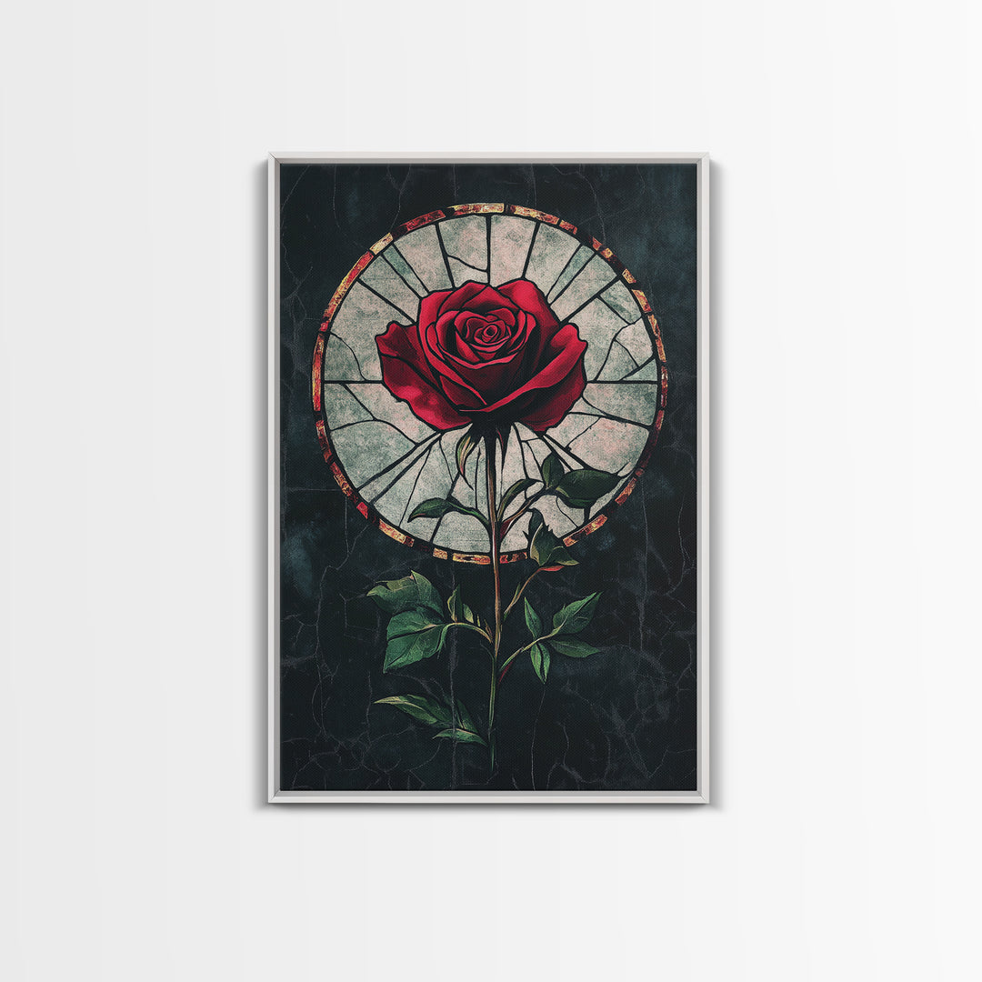 Rose Painting Print, Wood Framed Canvas Print, Beautiful Rose Painting Abstract Wall Art, Minimalist Floral Decor, Flowers Print, Floral Wall Art