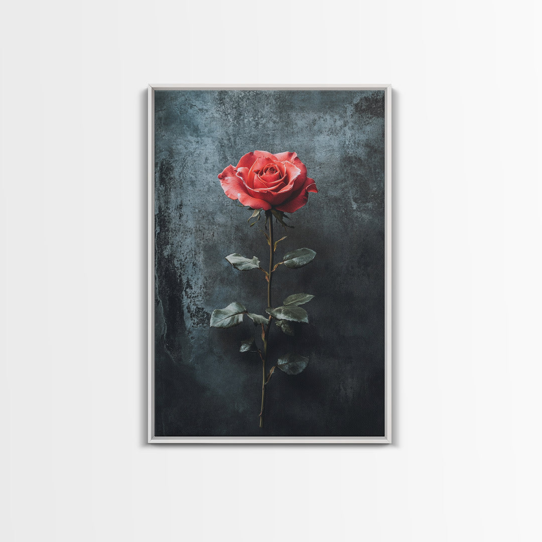Red Rose Canvas Print, Art Print Roses Framed Canvas Print, Antique Flowers Print, Oil Painting Vintage Flowers, Ready To Hang, Flowers Wall Art