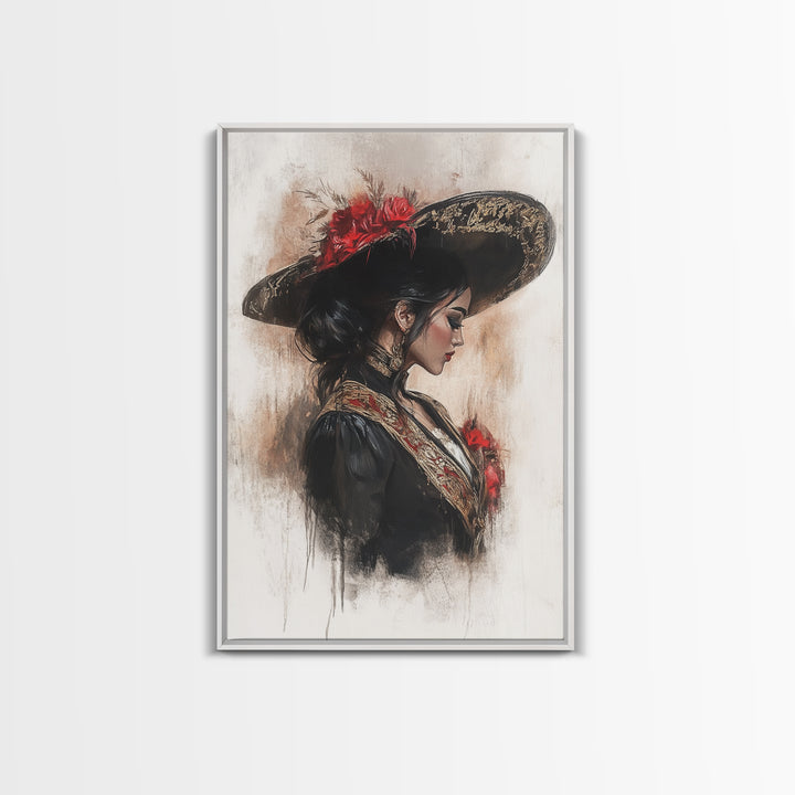 Chicano painting Print, Mexicano Wall Art, Female Matador, Female Bull Fighter Painting Print, Chicano Wall Art, Tejano Decor