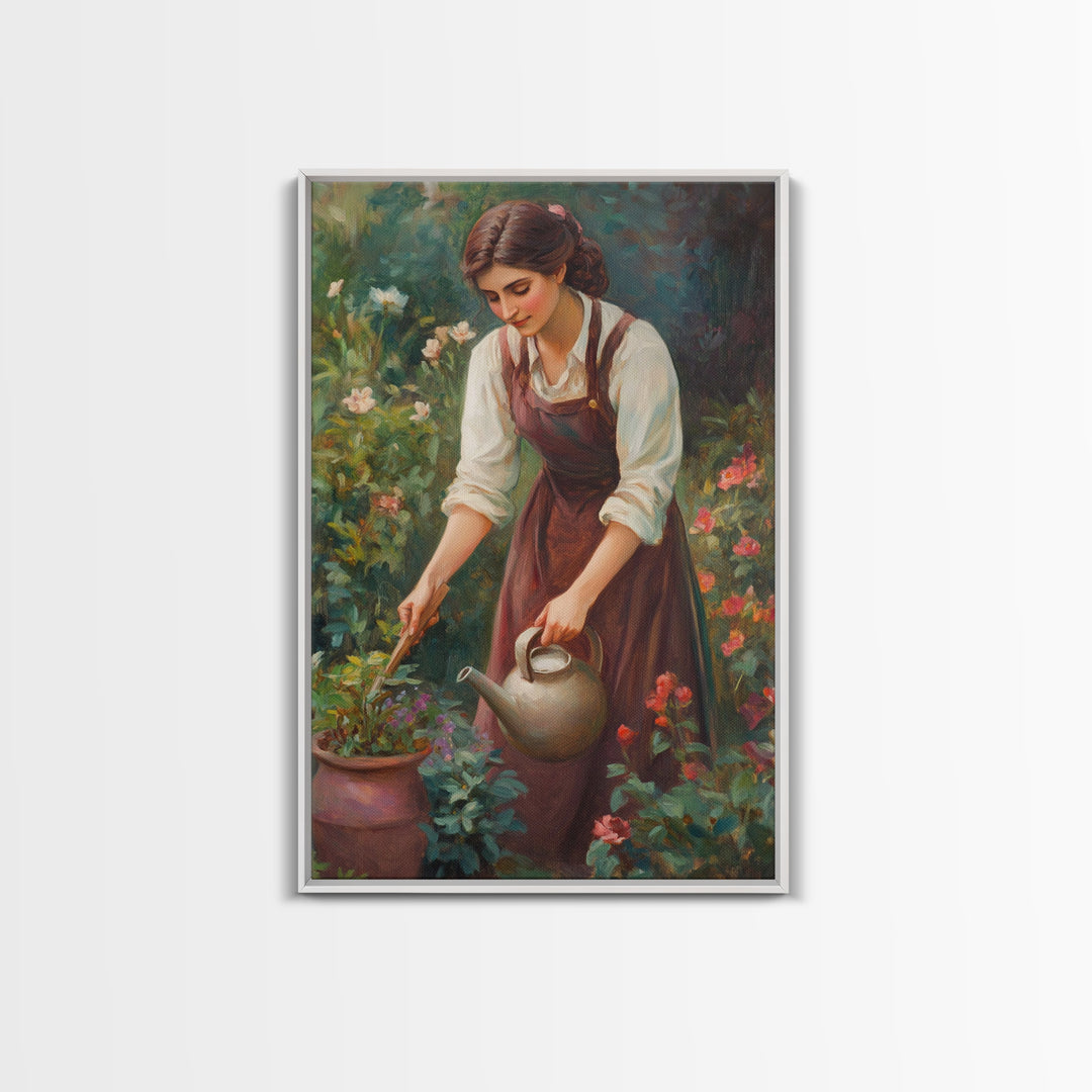 Canvas Art Print - In The Garden - Woman In Garden Painting Wall Art Print - Extra Large Art - Gardening Wall Art - Gardening Gift Idea