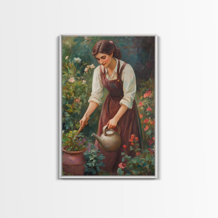 Canvas Art Print - In The Garden - Woman In Garden Painting Wall Art Print - Extra Large Art - Gardening Wall Art - Gardening Gift Idea