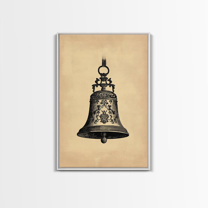 Christmas Bell Painting Print - Wood Framed Wall Art - Christmas Decor - Boho Christmas - Minimalist Christmas