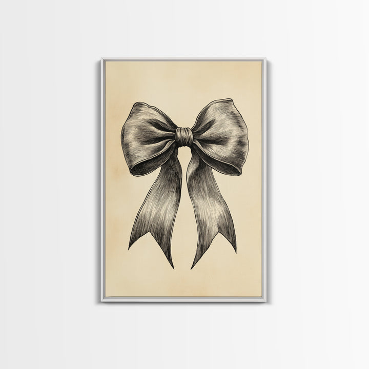 Boho Christmas Bow Canvas Print - Framed Canvas - Minimalist Christmas Art - Boho Christmas Art - Rustic Christmas Art
