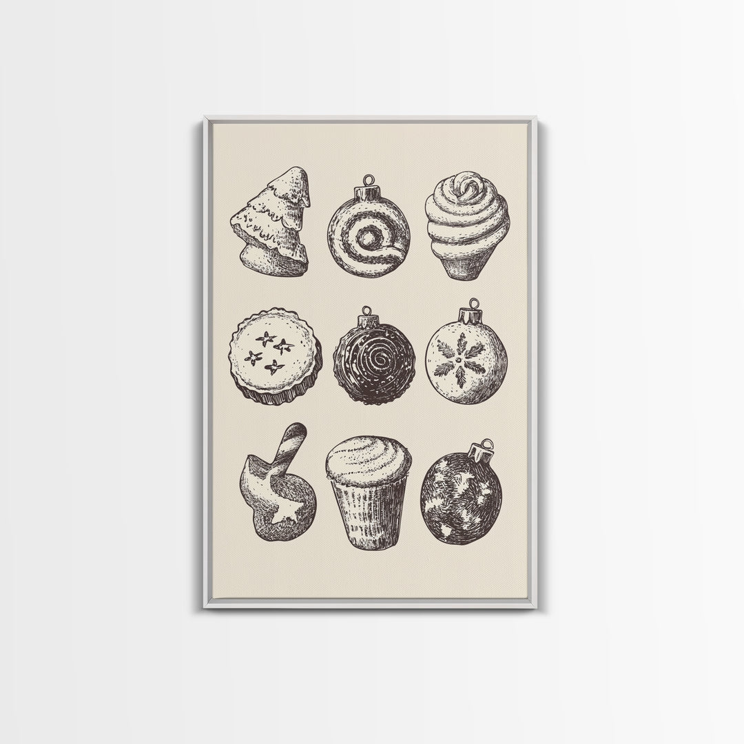 Rustic Boho Christmas Cookies Canvas Print - Framed Canvas - Minimalist Christmas Art - Boho Christmas Art - Rustic Christmas Art