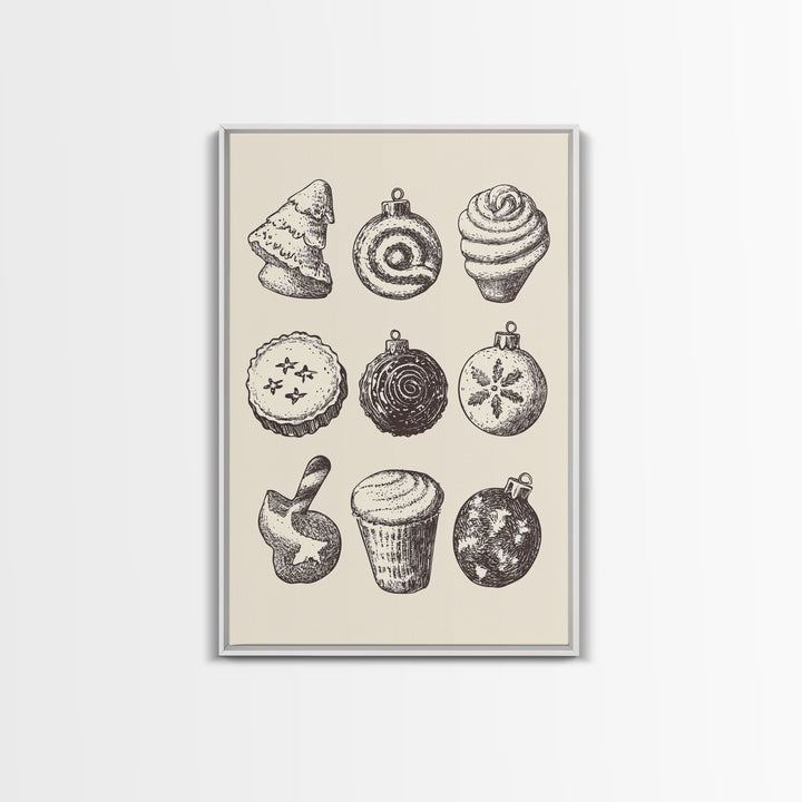 Rustic Boho Christmas Cookies Canvas Print - Framed Canvas - Minimalist Christmas Art - Boho Christmas Art - Rustic Christmas Art