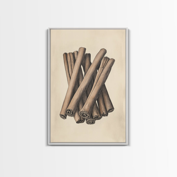 Christmas Cinnamon Sticks Canvas Print - Framed Canvas - Minimalist Christmas Art - Boho Christmas Art - Rustic Christmas Art