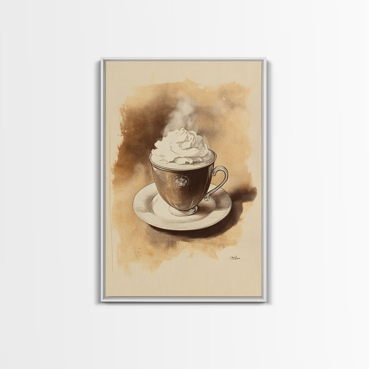 Christmas Coffee Canvas Print - Framed Canvas - Minimalist Christmas Art - Boho Christmas Art - Rustic Christmas Art